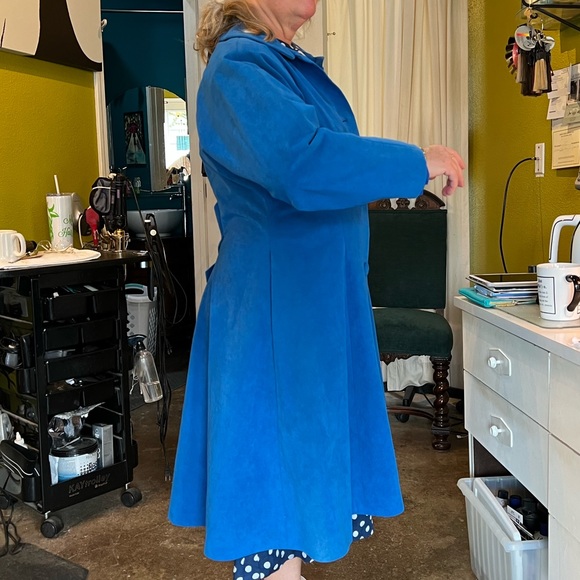 Vintage 50’s Coat in Royal Blue Single breasted Pin up style Size L Classy - Picture 6 of 13